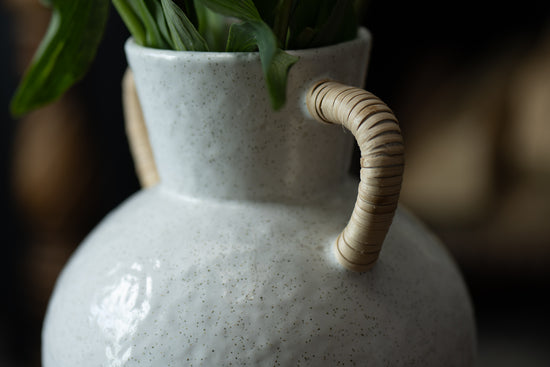 Rattan Wrapped Handle Vase - Medium