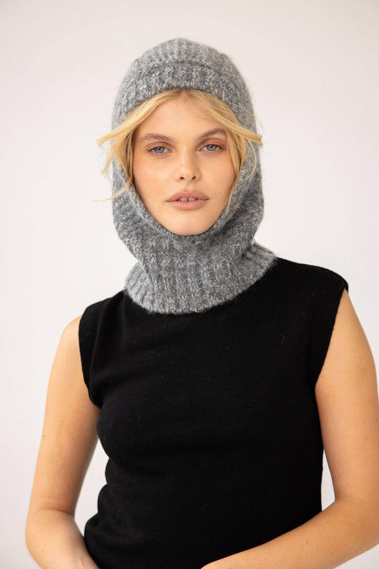The Alpaca Balaclava Fitted Hood - Alpine Cloud