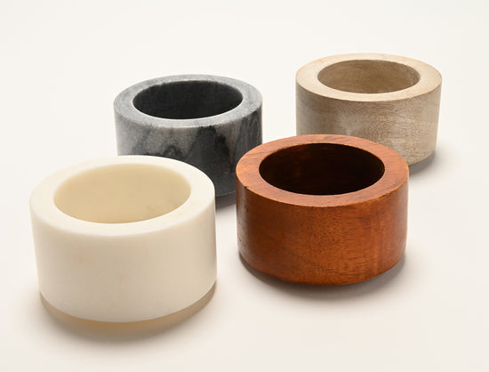 Wood & Marble Bowl Set